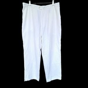 Claiborne Pants Womens Size 38/32 White Linen Blend Wide Leg Summer Beachy